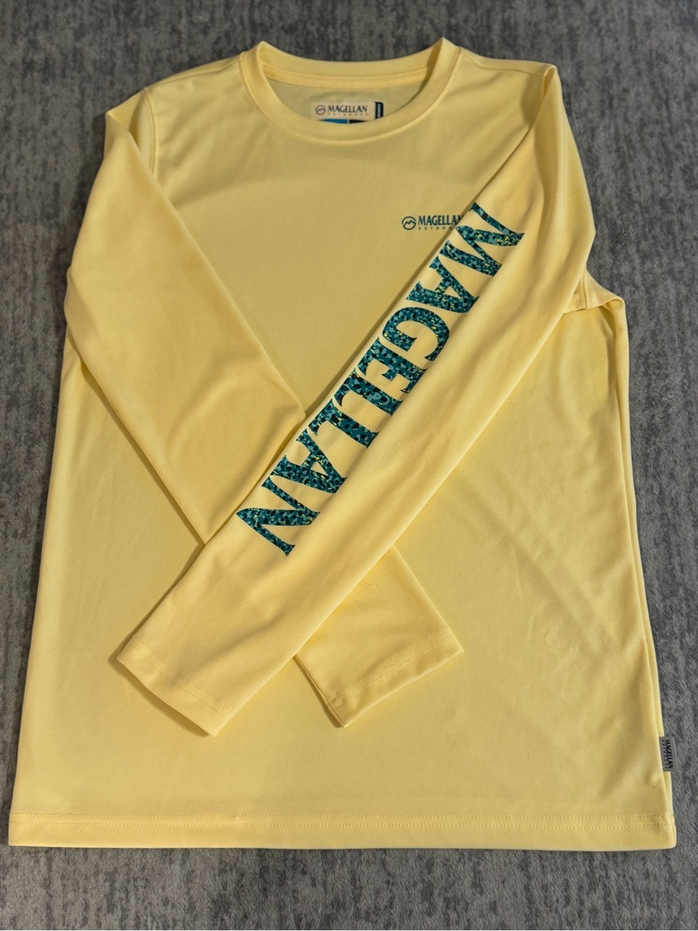 Magellan Outdoors Men’s Long-Sleeve Shirt - Pale Yellow with Teal Logo